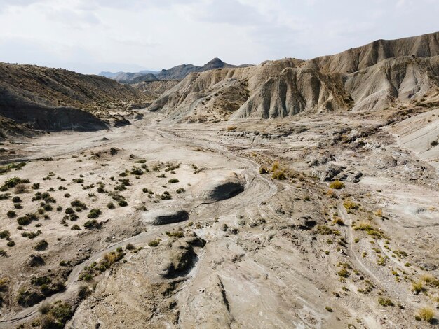 Vista aérea del paisaje de las montañas