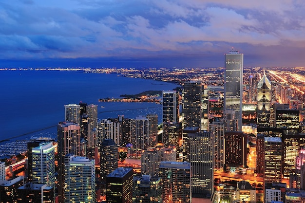 Vista aérea panorámica del horizonte de Chicago