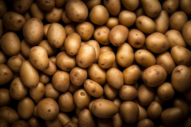 Vista aérea de patatas frescas que llenan el fondo