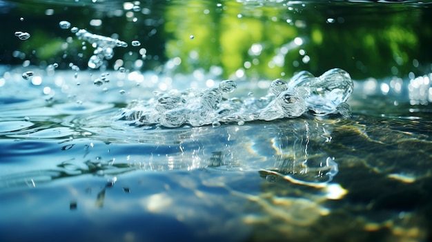 Vista de agua clara con efecto salpicadura.