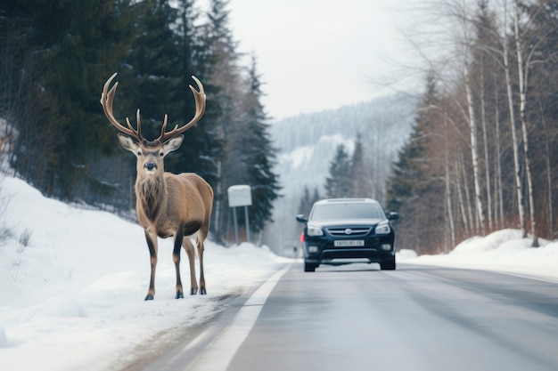 Foto gratuita vista de alces en la carretera.