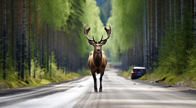 Foto gratuita vista de alces en la carretera.