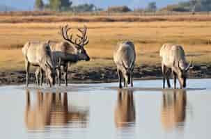 Foto gratuita vista de alces en cuerpo de agua natural.