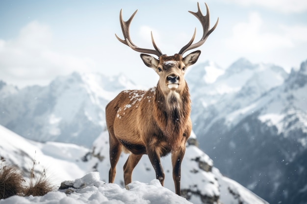 Foto gratuita vista de alces con paisaje natural invernal