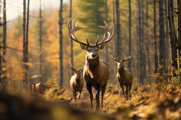 Foto gratuita vista de alces salvajes en la naturaleza