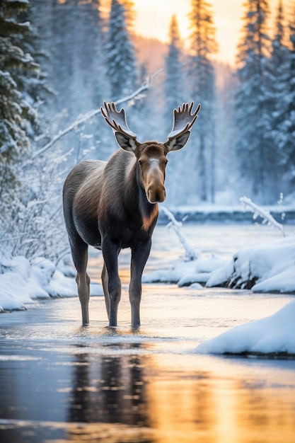 Foto gratuita vista de alces salvajes en la naturaleza