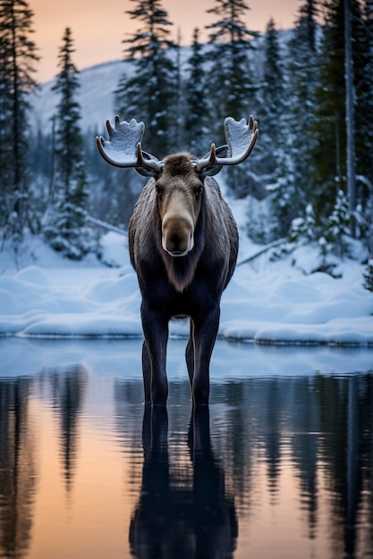 Vista de alces salvajes en la naturaleza