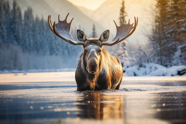 Foto gratuita vista de alces salvajes en la naturaleza