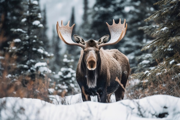 Foto gratuita vista de alces salvajes en la naturaleza