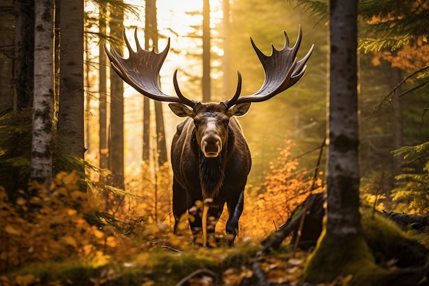 Foto gratuita vista de alces salvajes en la naturaleza