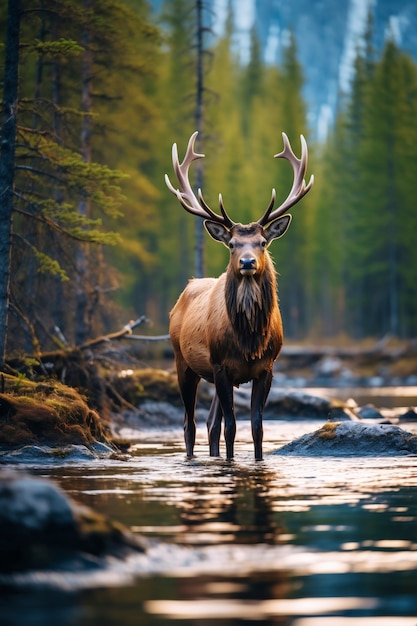 Vista de alces salvajes en la naturaleza