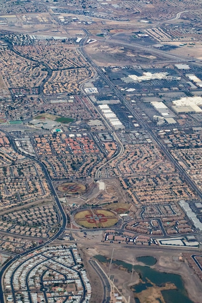 Vista de alto ángulo, de, ciudad