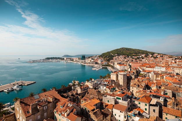 Vista de ángulo alta, de, split, dalmacia, croacia