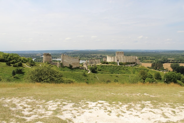 Vista de ángulo alto del Chateau Gaillard en Francia