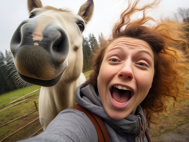 Foto gratuita vista de un animal gracioso con un humano