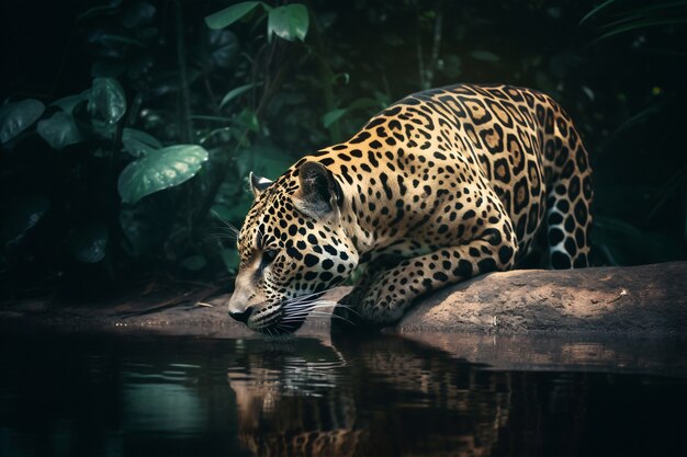 Vista del animal leopardo en estado salvaje