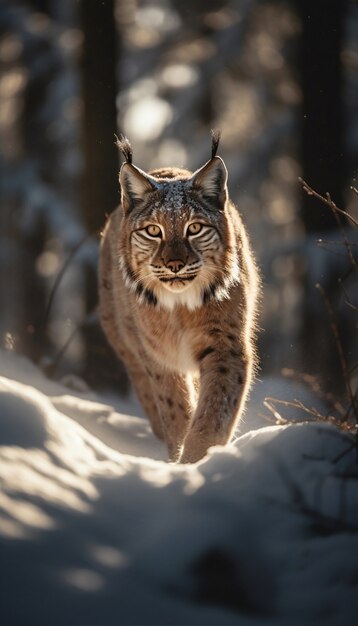 Vista del animal lince en estado salvaje