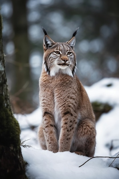 Foto gratuita vista del animal lince en estado salvaje