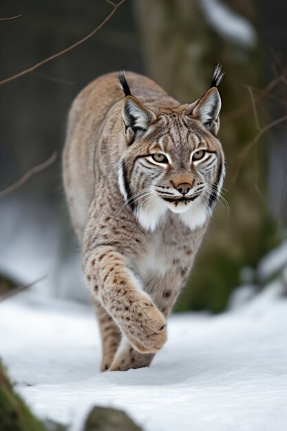 Vista del animal lince en estado salvaje