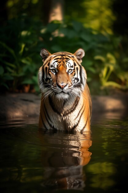 Vista del animal tigre en estado salvaje