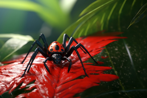 Foto gratuita vista de una araña tridimensional con patas y queliceras