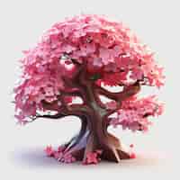 Foto gratuita vista del árbol 3d con hermosas ramas y hojas rosadas