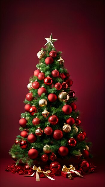 Vista del árbol de navidad bellamente decorado