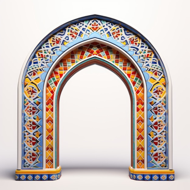 Foto gratuita vista del arco 3d con motivo islámico