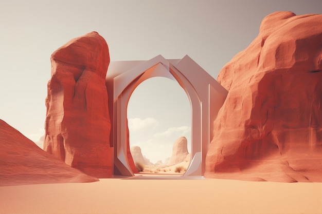 Vista del arco del desierto con paisaje natural