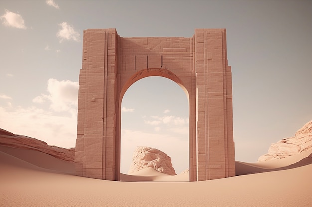 Vista del arco del desierto con paisaje natural