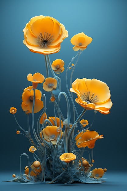 Foto gratuita vista del arreglo floral abstracto 3d