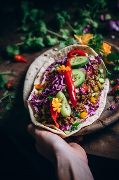 Vista de arriba delicioso arreglo de tacos