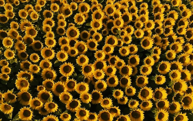 Foto gratuita vista de arriba de muchos girasoles