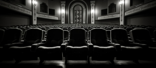 Foto gratuita vista de los asientos en blanco y negro del teatro