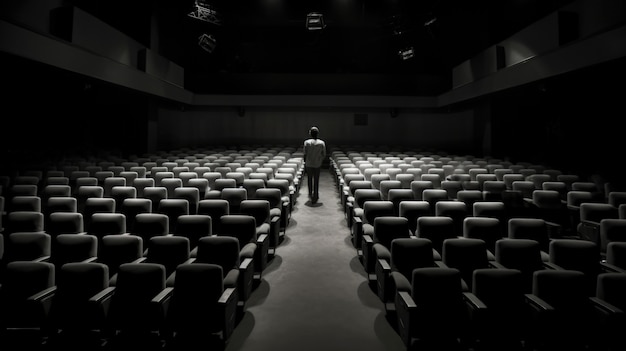 Foto gratuita vista de los asientos en blanco y negro del teatro