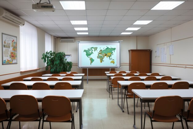Vista del aula moderna en la escuela