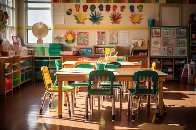 Vista del aula moderna en la escuela