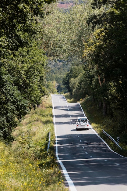 Vista de aventura en viaje por carretera