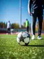 Foto gratuita vista del balón de fútbol en el campo