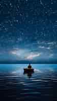 Foto gratuita vista del barco en el agua por la noche