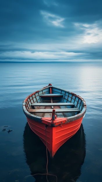 vista, de, barco, en, agua