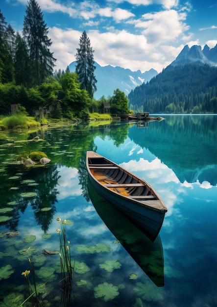 Vista de un barco en el agua