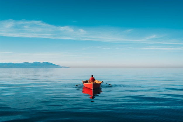 Foto gratuita vista del barco flotando en el agua con paisajes naturales