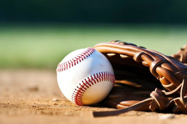 Vista del béisbol con guante