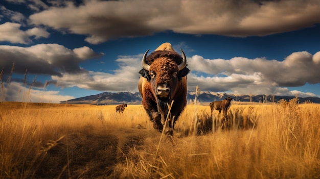 Foto gratuita vista del bisonte silvestre