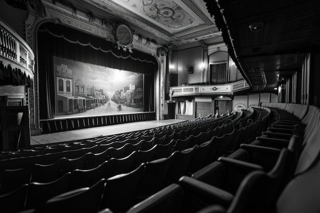 Foto gratuita vista en blanco y negro del teatro