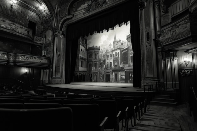 Foto gratuita vista en blanco y negro del teatro