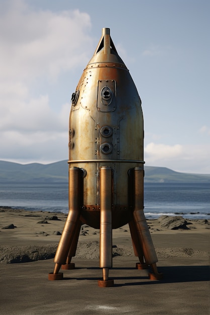 Foto gratuita vista de la bomba nuclear al aire libre con fondo de paisaje natural