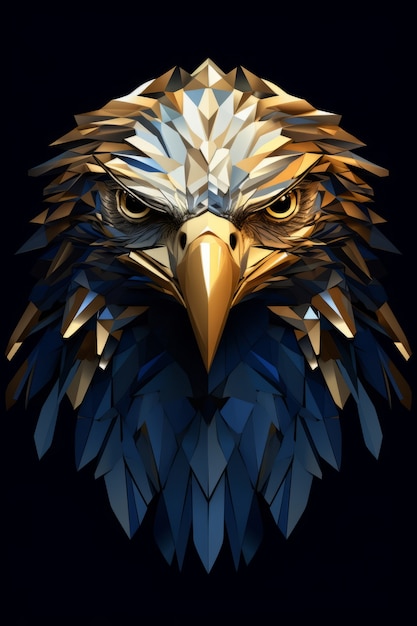 Vista de la cabeza de águila polivinílica 3d