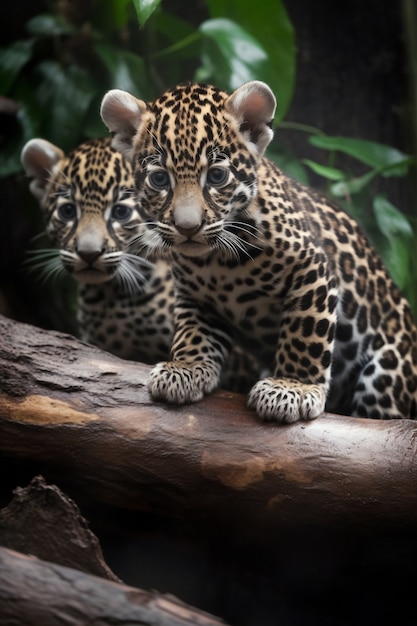 Foto gratuita vista de cachorros de leopardo en estado salvaje